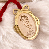 Oval Frame Engraved Drawing Ornament | Christmas Collection